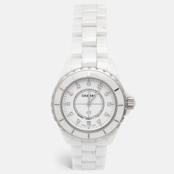 Chanel White Diamond Ceramic Stainless Steel  J12 H2125 Women's Wristwatch 38 mm 