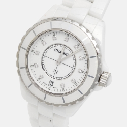 Chanel White Diamond Ceramic Stainless Steel  J12 H2125 Women's Wristwatch 38 mm 