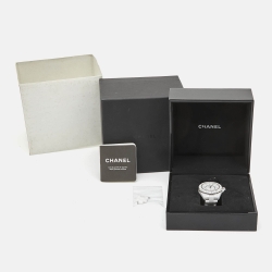 Chanel White Diamond Ceramic Stainless Steel  J12 H2125 Women's Wristwatch 38 mm 