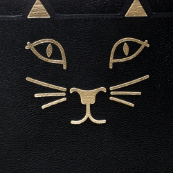 Pre Owned Charlotte Olympia Black Leather Feline iPad Mini Case