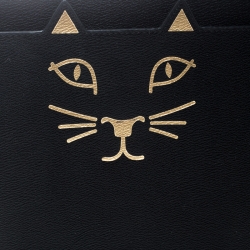 Pre Owned Charlotte Olympia Black Leather Feline iPad Case