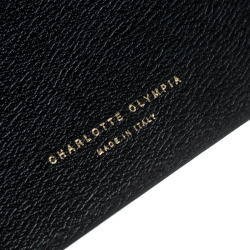 Pre Owned Charlotte Olympia Black Leather Feline iPad Case