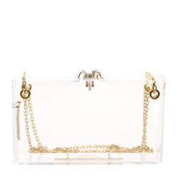 Pre Owned Charlotte Olympia Clear Perspex Chain Pandora Classic Box Clutch
