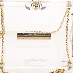 Pre Owned Charlotte Olympia Clear Perspex Chain Pandora Classic Box Clutch