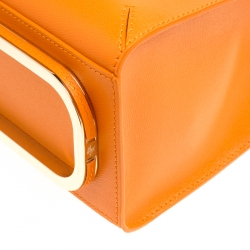 Pre Owned Charlotte Olympia Orange Leather Bogart Top Handle Bag