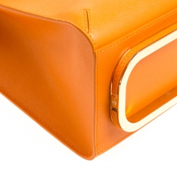 Pre Owned Charlotte Olympia Orange Leather Bogart Top Handle Bag