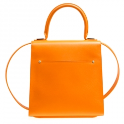 Pre Owned Charlotte Olympia Orange Leather Bogart Top Handle Bag