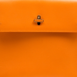 Pre Owned Charlotte Olympia Orange Leather Bogart Top Handle Bag