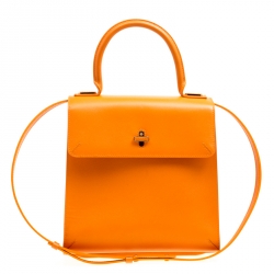 Delvaux Handbag One Shoulder Bag Leather Brown Turn-Locked Women'S