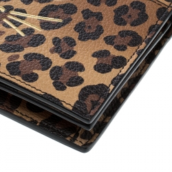 Pre Owned Charlotte Olympia Brown Leopard Print Leather Feline Purse Shoulder Bag