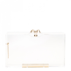 Pre Owned Charlotte Olympia Clear Perspex Chain Pandora Classic Box Clutch