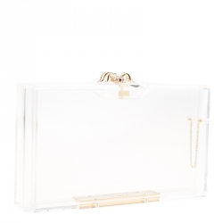 Pre Owned Charlotte Olympia Clear Perspex Chain Pandora Classic Box Clutch
