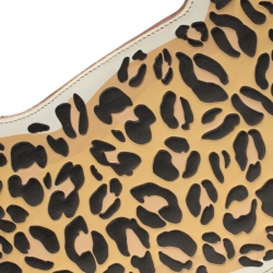 Pre Owned Charlotte Olympia Brown/Leopard Print Leather Out of Africa Clutch