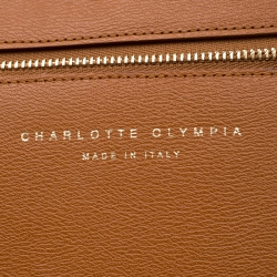 Pre Owned Charlotte Olympia Brown/Leopard Print Leather Out of Africa Clutch