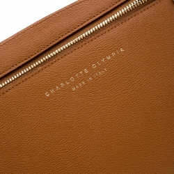 Pre Owned Charlotte Olympia Brown/Leopard Print Leather Out of Africa Clutch