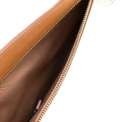 Pre Owned Charlotte Olympia Brown/Leopard Print Leather Out of Africa Clutch