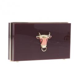 Pre Owned Charlotte Olympia Burgundy Zodiac Pandora Taurus Clutch