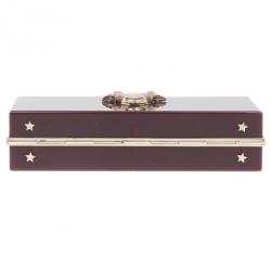 Pre Owned Charlotte Olympia Burgundy Zodiac Pandora Taurus Clutch