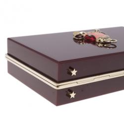 Pre Owned Charlotte Olympia Burgundy Zodiac Pandora Taurus Clutch