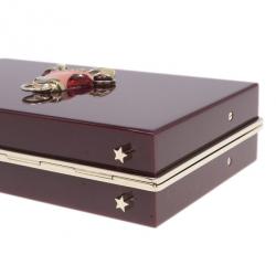Pre Owned Charlotte Olympia Burgundy Zodiac Pandora Taurus Clutch