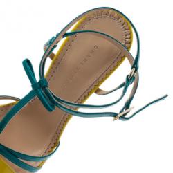 Charlotte Olympia Neon Patent Trixie T-Strap Sandals Size 40