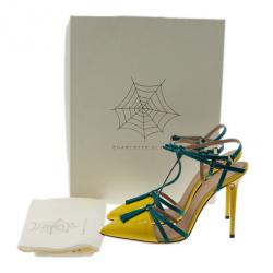 Charlotte Olympia Neon Patent Trixie T-Strap Sandals Size 40