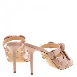 Pre Owned صندل شارلوت أوليمبيا سل ايد فيونكة بيتون جلد وردية فاتحة مقاس 40.5