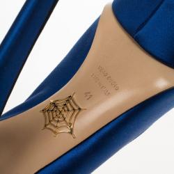 Pre Owned Charlotte Olympia Blue Paloma Fan-pleat Satin Pumps Size 41