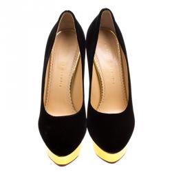 مملوكة مسبقًا حذاء كعب عالي شارلوت أوليمبيا دوللي سويدي أخضر نعل سميك مقاس 40