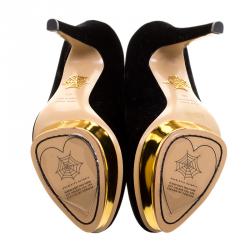 مملوكة مسبقًا حذاء كعب عالي شارلوت أوليمبيا دوللي سويدي أخضر نعل سميك مقاس 40