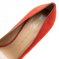 Pre Owned حذاء كعب عالي شارلوت أوليمبيا نعل سميك ترصيعات دولي  سويدي ثلاثي اللون مقاس 40