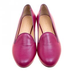 Pre Owned Charlotte Olympia Red Leather Smoking Slippers