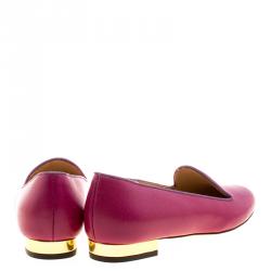 Pre Owned Charlotte Olympia Red Leather Smoking Slippers