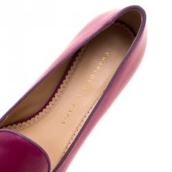 Pre Owned Charlotte Olympia Red Leather Smoking Slippers