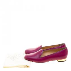 Pre Owned Charlotte Olympia Red Leather Smoking Slippers