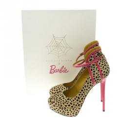 Pre Owned Charlotte Olympia Leopard Pony Hair Lucille Ankle Strap Platform Pumps Size 38