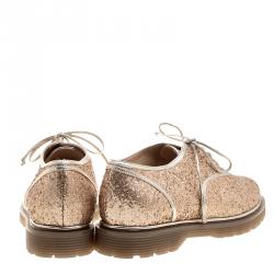 Charlotte Olympia Metallic Dull Gold Glitter Stefania Oxfords Size 38