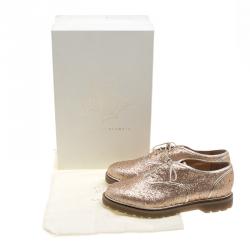 Charlotte Olympia Metallic Dull Gold Glitter Stefania Oxfords Size 38