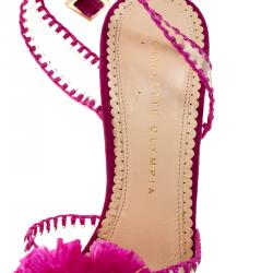 Pre Owned Charlotte Olympia Pink PVC and Suede Pomeline Peep Toe Platform Sandals Size 40