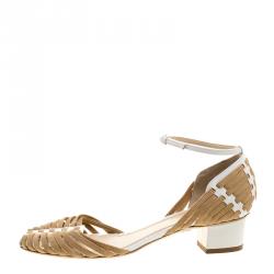 Pre Owned صندل شارلوت أوليمبيا سيور كاحل مغزولة رنشرا سويدي وجلد لونين مقاس 40