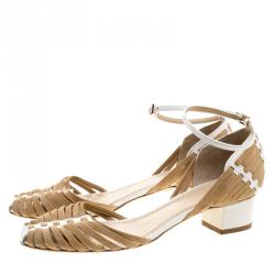 Pre Owned صندل شارلوت أوليمبيا سيور كاحل مغزولة رنشرا سويدي وجلد لونين مقاس 40