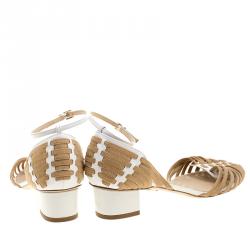 Pre Owned صندل شارلوت أوليمبيا سيور كاحل مغزولة رنشرا سويدي وجلد لونين مقاس 40