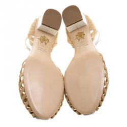 Pre Owned صندل شارلوت أوليمبيا سيور كاحل مغزولة رنشرا سويدي وجلد لونين مقاس 40