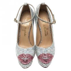 Pre Owned حذاء ذو كعب عالي شارلوت أوليمبيا نعل سميك سيور كاحل كيس مي دولوريز! غليتر لونين مقاس 36.5