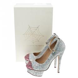 Pre Owned حذاء ذو كعب عالي شارلوت أوليمبيا نعل سميك سيور كاحل كيس مي دولوريز! غليتر لونين مقاس 36.5