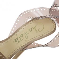 Pre Owned Charlotte Olympia Beige Vinyl and Satin Girls On Film Platform Sandals Size 39