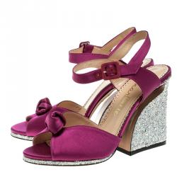 Pre Owned صندل شارلوت أوليمبيا فيغا بحزام كاحل ساتان ماغينتا مقدمة مفتوحة مقاس 39