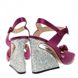 Pre Owned صندل شارلوت أوليمبيا فيغا بحزام كاحل ساتان ماغينتا مقدمة مفتوحة مقاس 39