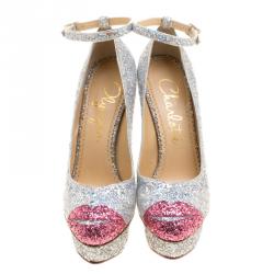 Pre Owned حذاء ذو كعب عالي شارلوت أوليمبيا نعل سميك سيور كاحل كيس مي دولوريز! غليتر لونين مقاس 36.5