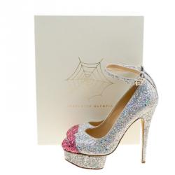 Pre Owned حذاء ذو كعب عالي شارلوت أوليمبيا نعل سميك سيور كاحل كيس مي دولوريز! غليتر لونين مقاس 36.5